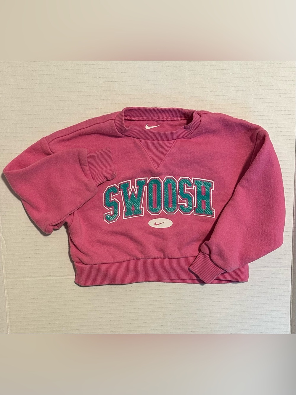Nike Toddler Pink Sweatshirt With Green Swoosh Size 2T